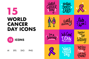15 World Cancer Day Icons