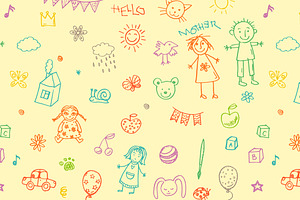 Doodle Child S Drawing Set Pattern