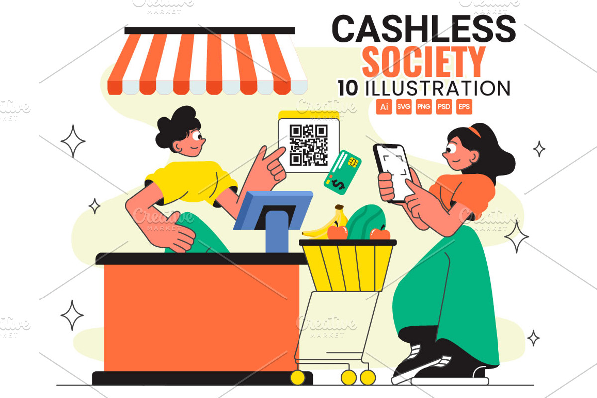 10 Cashless Society Illustration, a Finance Illustration by denayunebgt (Photo 1 of 4)