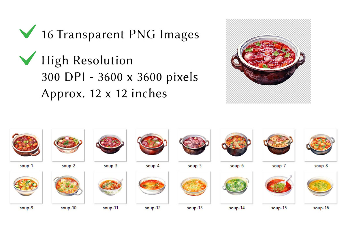 Soup and Stew Watercolor Clipart, a Food Illustration by milkghost (Photo 2 of 2)
