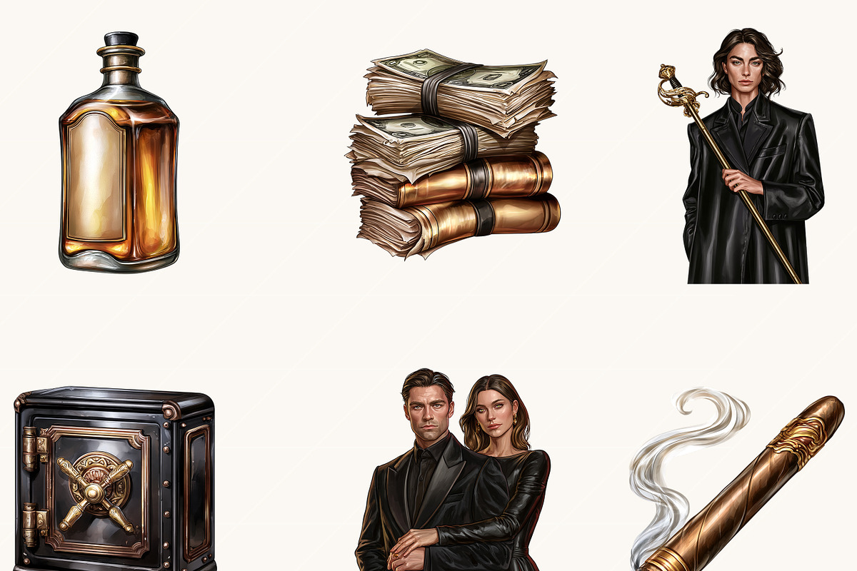 Mafia Romance Clipart Bundle, a Person Illustration by BusyDaydesign (Photo 3 of 9)
