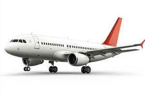 White Airplane with Red Tail Air Tra, a Transportation Photo by Pixeness Studio