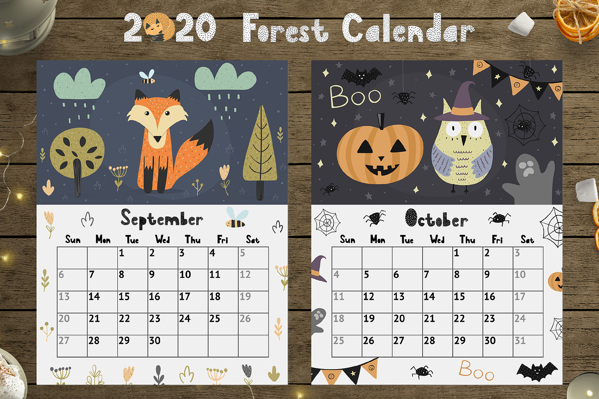 2020 Forest Calendar Template, a Stationery Template by Gulnara Sabirova (Photo 10 of 12)