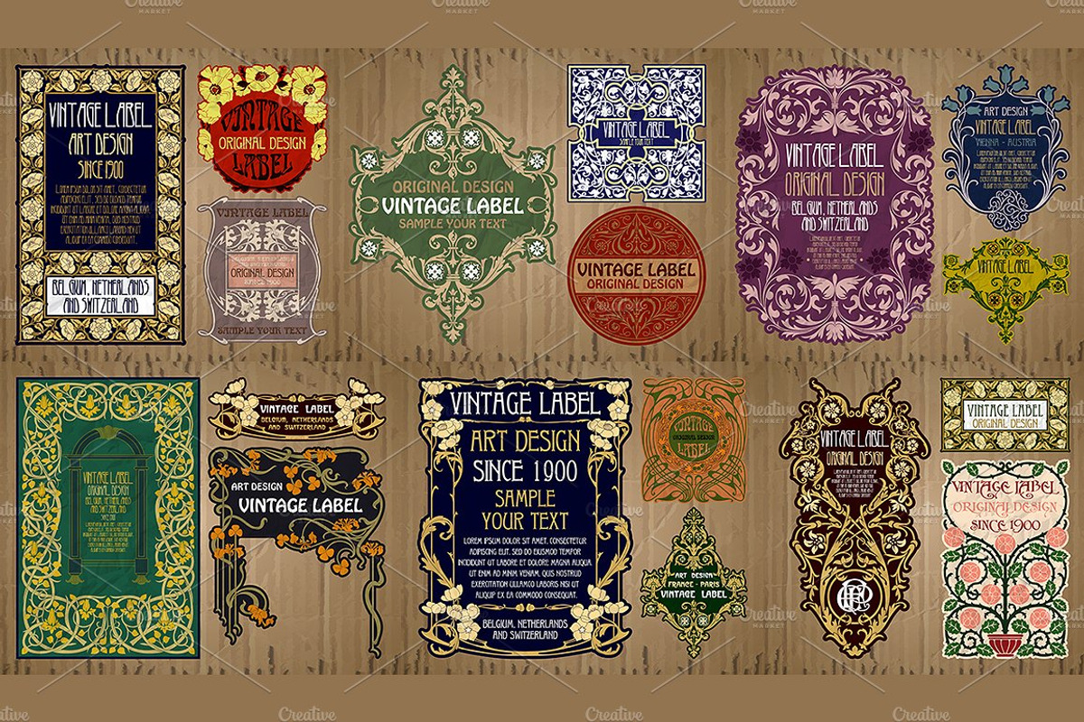 Label Art Nouveau - mega set, a Decorative Illustration by Stanislav Kharchevskyi (Photo 8 of 12)