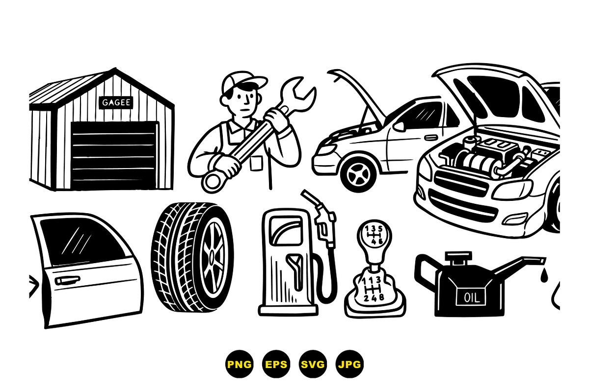 Automotive Repair Vector Set, an Illustration by designvectx (Photo 3 of 3)