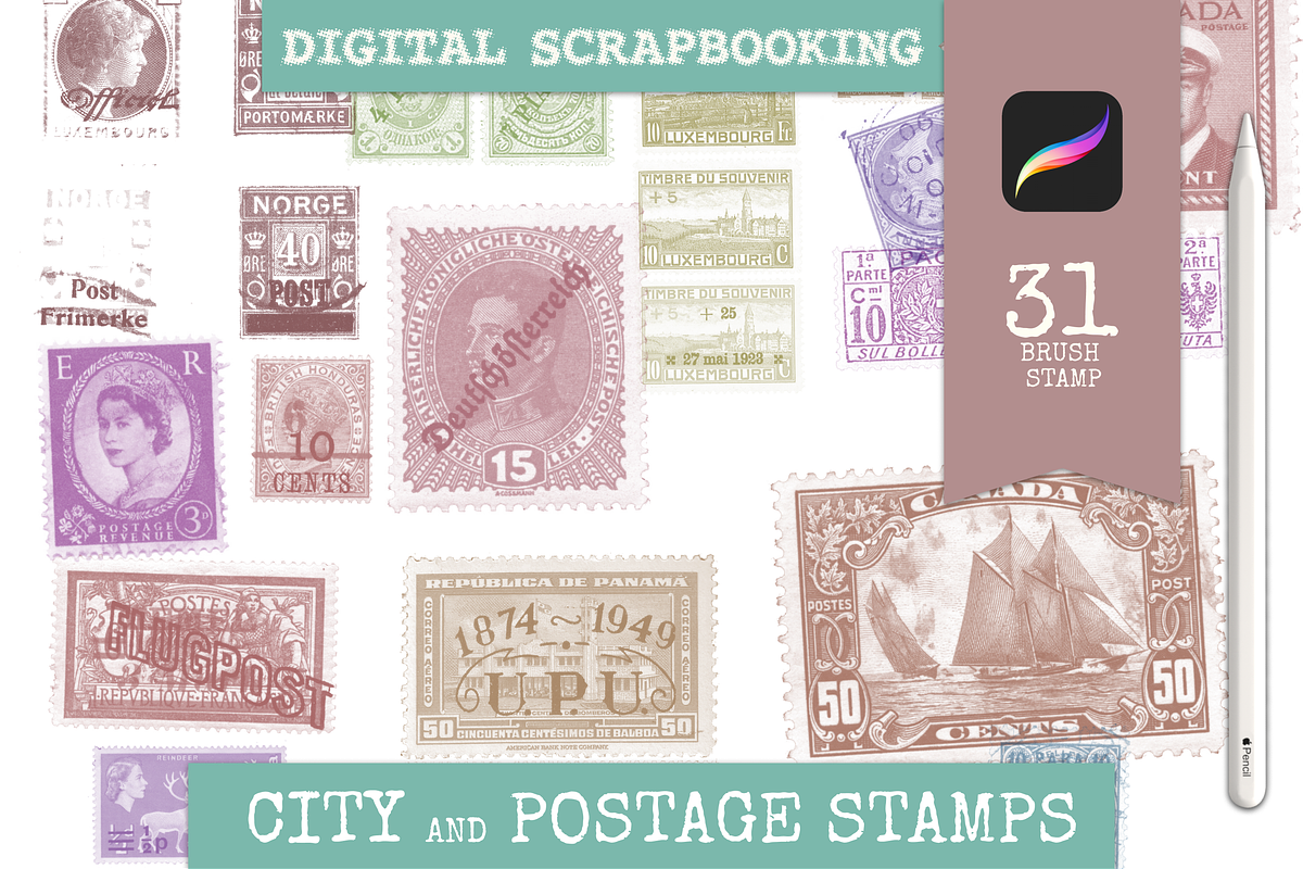Postage stamps Procreate, a Brush Add-On by Graphics Resources (Photo 3 of 4)