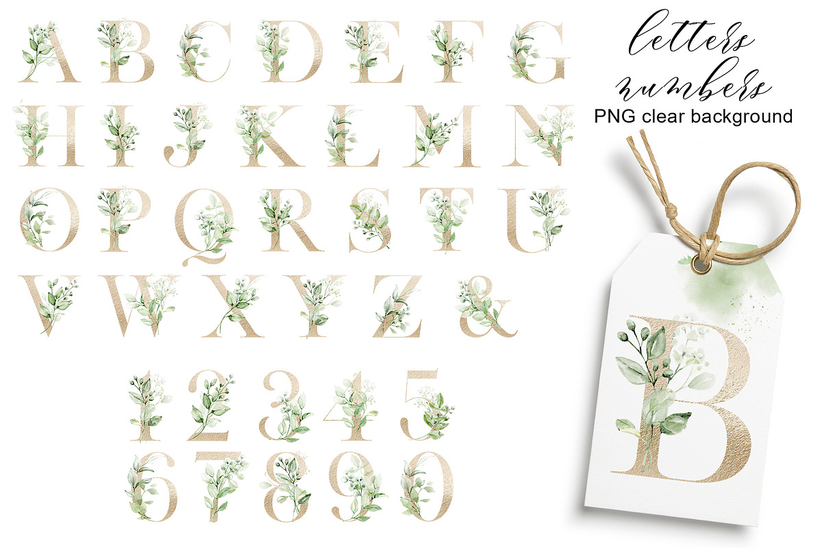 Leaves clipart set, Alphabet png., an Invitation Template by Larisa Maslova (Photo 4 of 13)