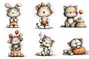 whimsical easter cats clipart, an Illustration by CreationArt (Thumbnail 6 of 6)