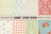 Vintage Retro Holiday Digital papers, a Pattern Graphic by Summit Avenue (Thumbnail 1 of 3)