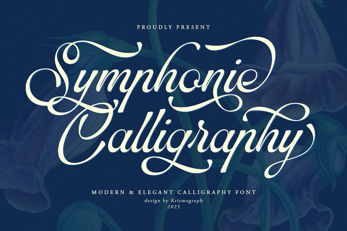 Symphonie Calligraphy, a Script Font by Krismagraph (Photo 1 of 15)
