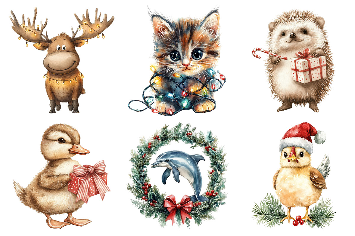Christmas Animals Clipart, an Illustration by Daily.Designs (Photo 2 of 5)