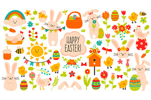 Cute Easter Elements. Spring Easter