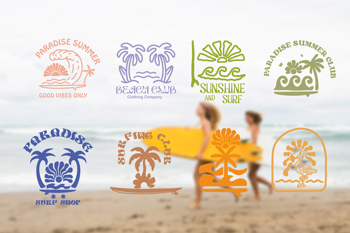 Set Logo Beach Summer Surf Vector, an Outline Icon by kalehstudio (Photo 2 of 6)
