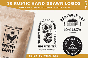 30 Rustic Hand Drawn Logos Vol 2