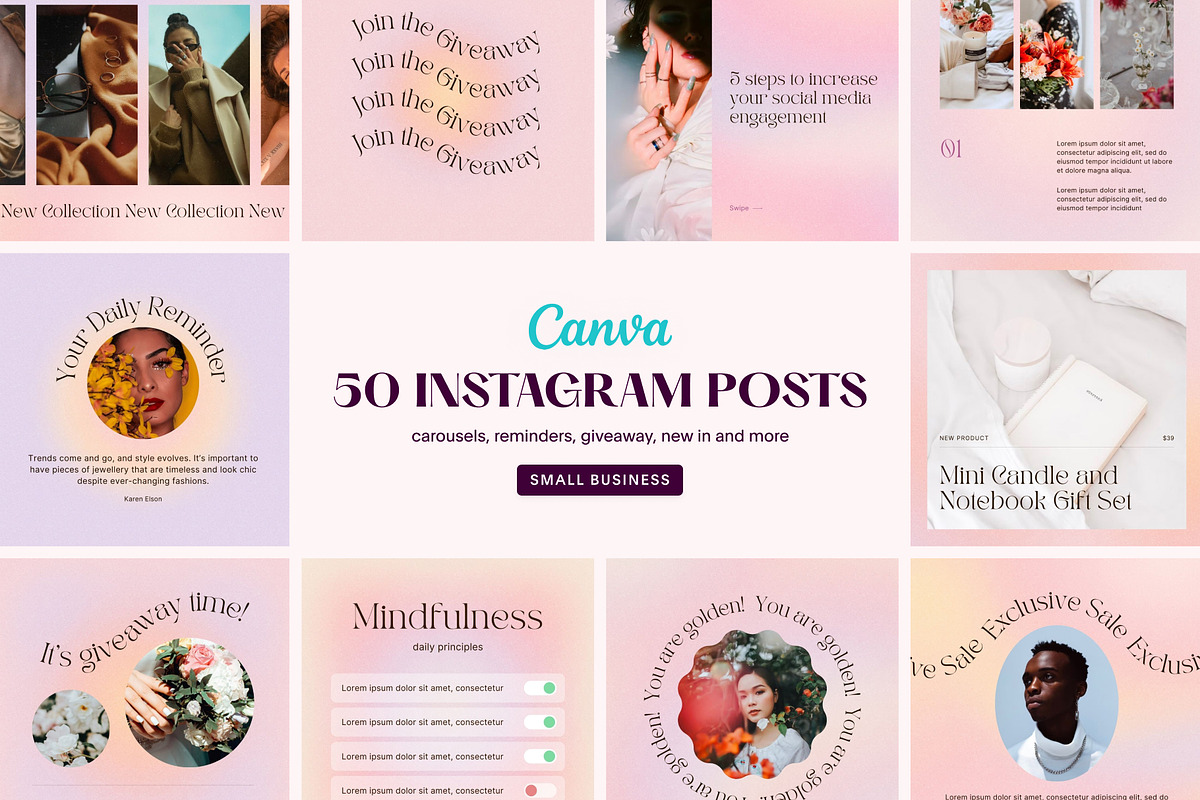 Pink Pastel Gradient Instagram CANVA, a Social Media Template by Alice Store (Photo 1 of 8)