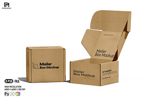 Square Kraft Mailer Box Mockup Set