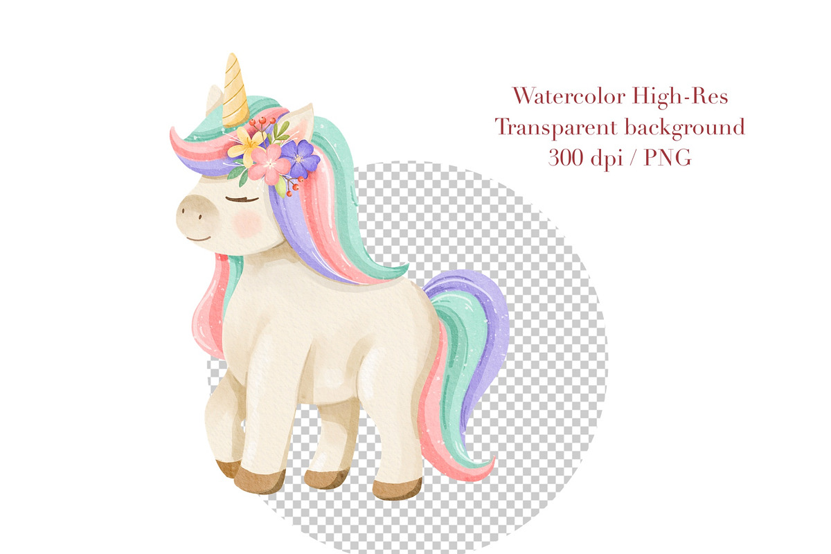 Watercolor Pastel Unicorn Clipart, an Animal Illustration by ArtGiftsStudio (Photo 6 of 6)