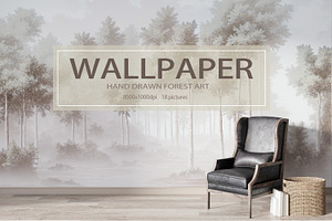 Abstract Forest Art Wallpaper Set