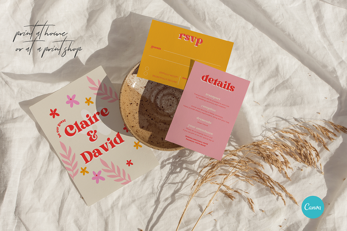 Colorful Retro Wedding Invitation, an Invitation Template by StudioVonBraitenberg (Photo 3 of 8)