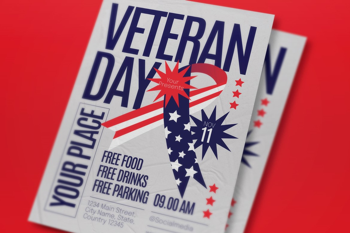 Red Maximalist Veteran Day Flyer Set, a Flyer Template by graphicook (Photo 2 of 3)