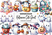 Watercolor Halloween Cute Ghost, an Illustration by DreamArtGraphic (Thumbnail 1 of 5)