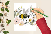 Charming Honey Bee Garden Clipart, an Illustration by DreamCafeArt (Thumbnail 5 of 6)