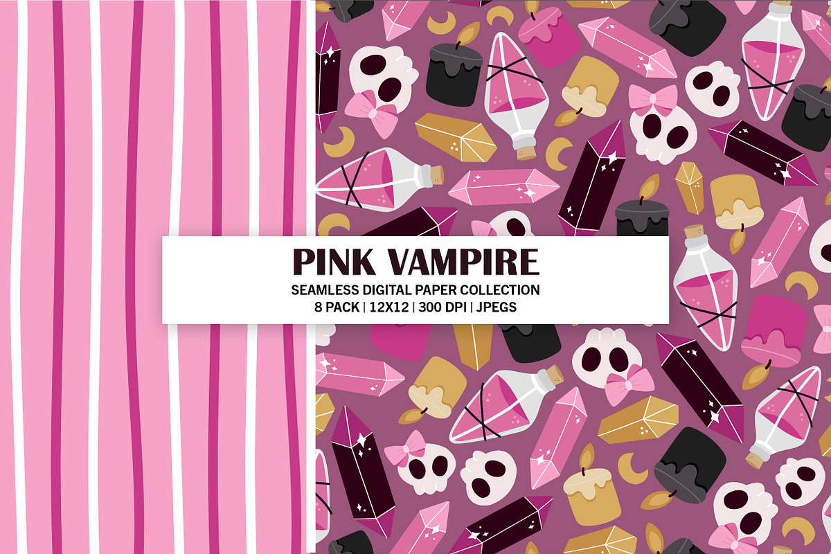 Pink Vampire Seamless Pattern Bundle, a Pattern Graphic by Alanna Messina Design Co (Photo 3 of 8)
