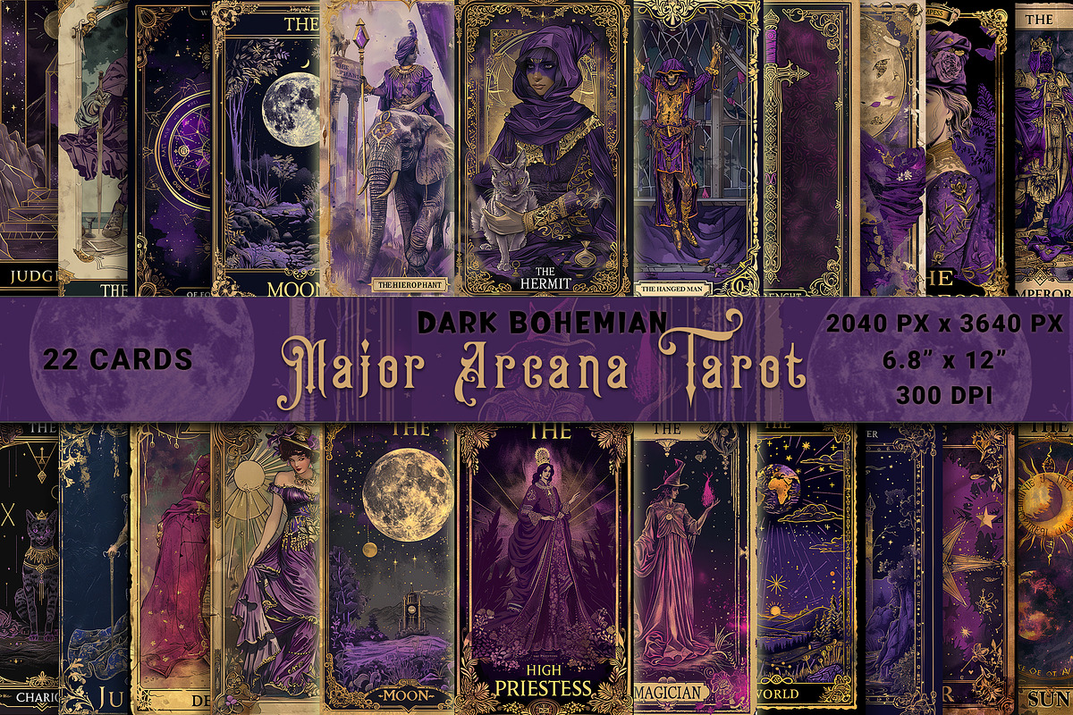 Major Arcana Tarot Cards Dark Boho, a Decorative Illustration by Fun Digital (Photo 1 of 2)