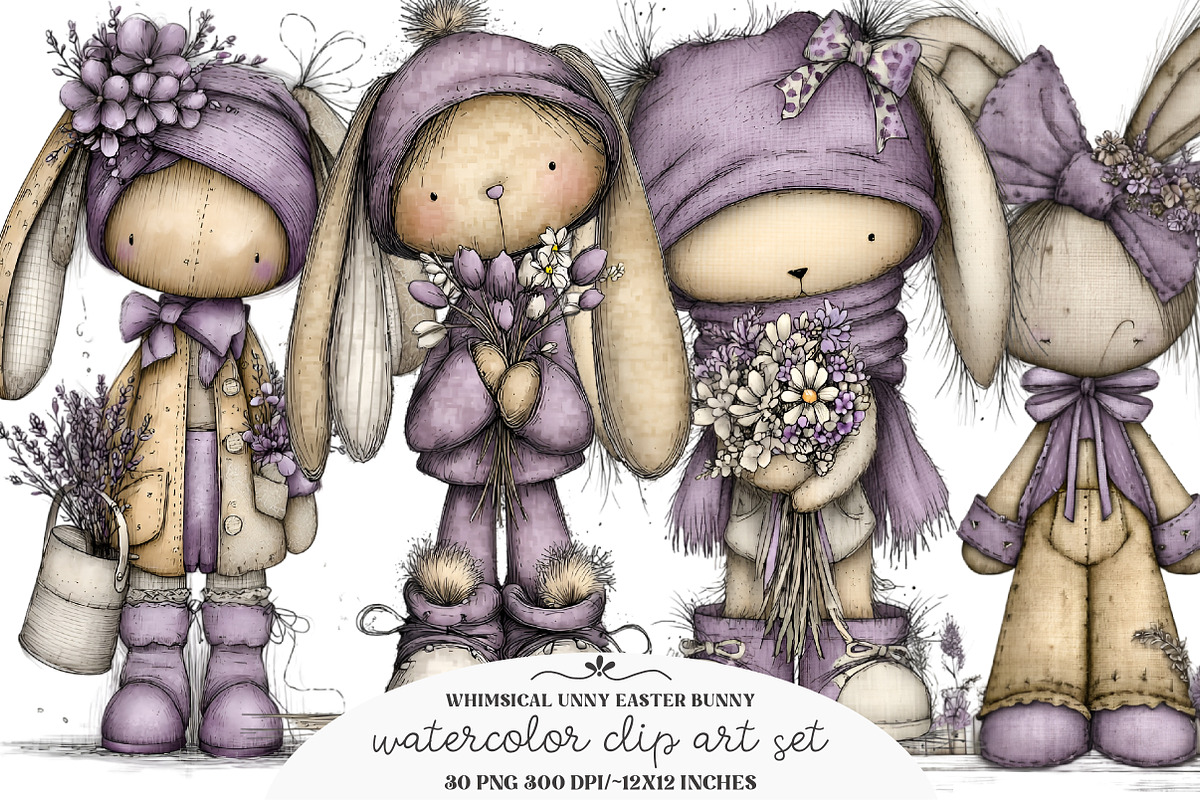 Funny Easter Bunny Clipart Bundle, an Illustration by GatewayDesign (Photo 1 of 6)