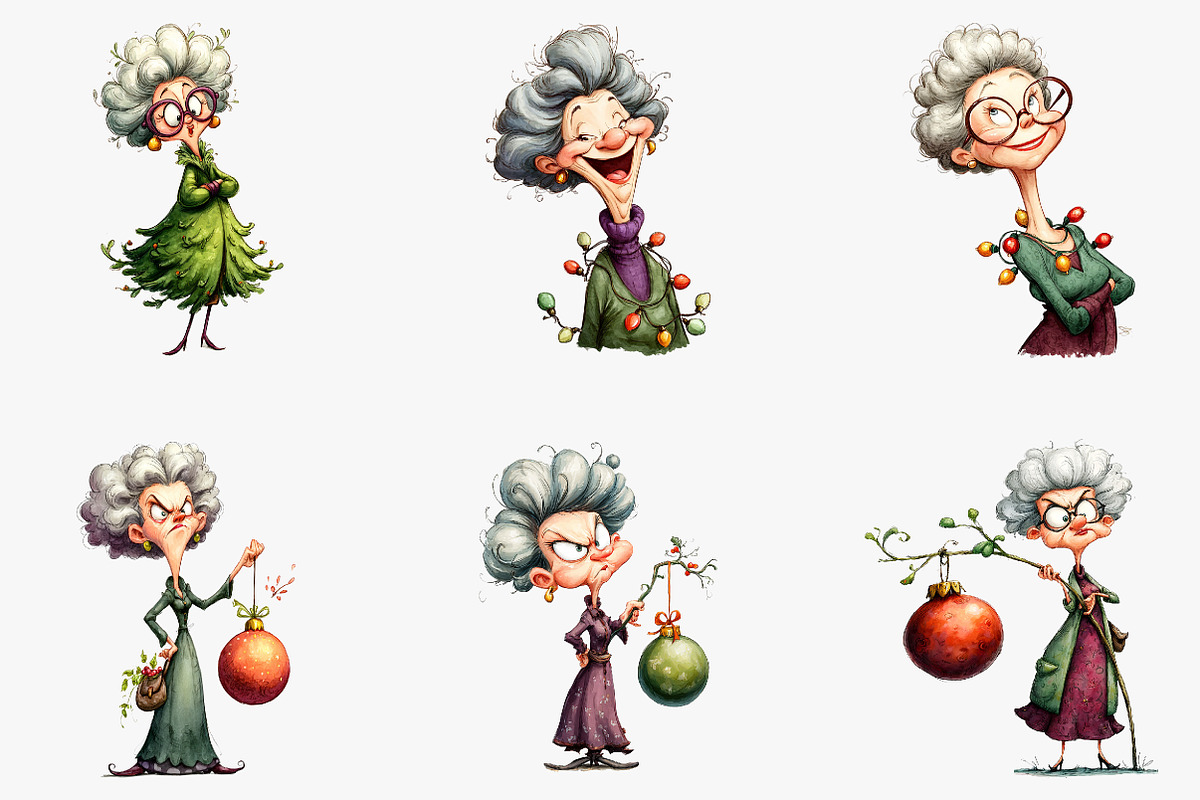 Funny Old Lady Christmas Sublimation, an Illustration by CreationArt (Photo 5 of 5)