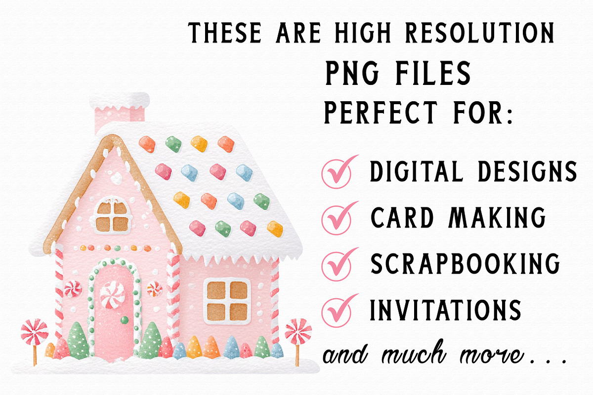 Watercolor Gingerbread House Clipart, an Illustration by Libby Wishes (Photo 6 of 7)