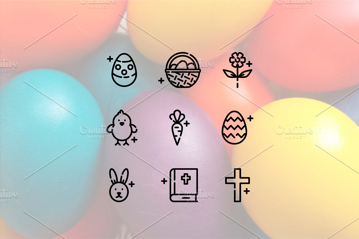 Easter Line Icons, an Outline Icon by Lyolya Profitrolya (Photo 2 of 2)