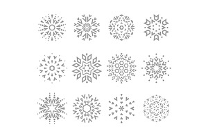 Snowflakes icon collection. Graphic, a Decorative Illustration by RODINA