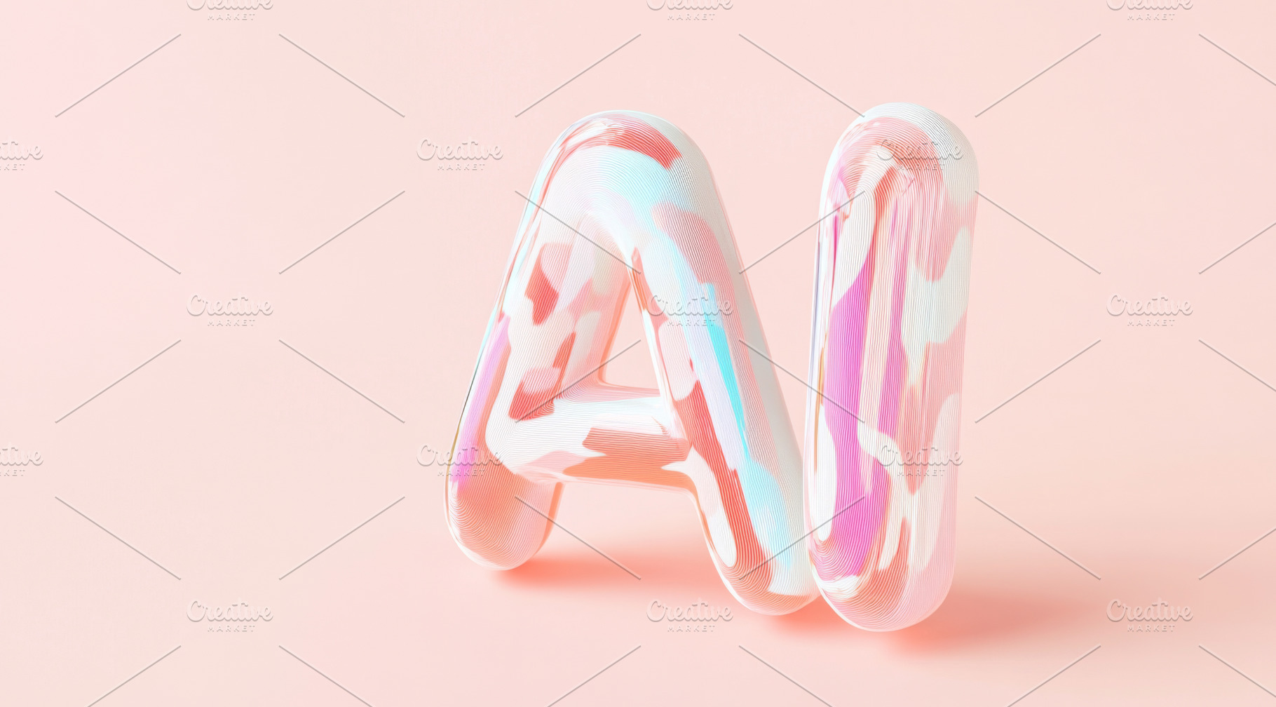 Multicolored shapes forming word AI on soft pastel background, a Photo by Dvoevnore photos