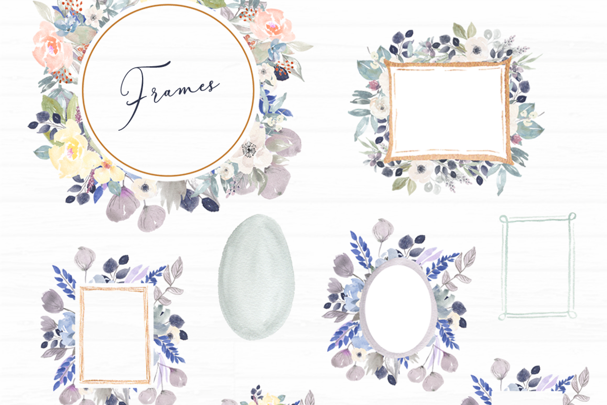 Violetta Flower Clipart and Frames, an Illustration by Emerald & Ivy Studios (Photo 3 of 10)