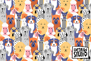 Dog Cartoon Crowd Pattern