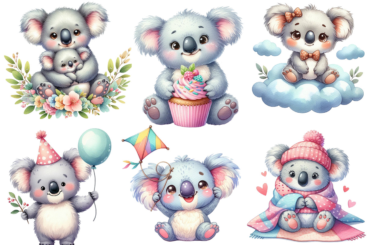 Cute Koala Sublimation Clipart, an Animal Illustration by Designworld (Photo 3 of 6)