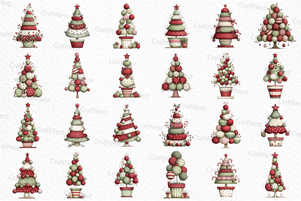Cute Christmas Topiaries Tree, an Illustration by Craft Nest (Photo 6 of 6)