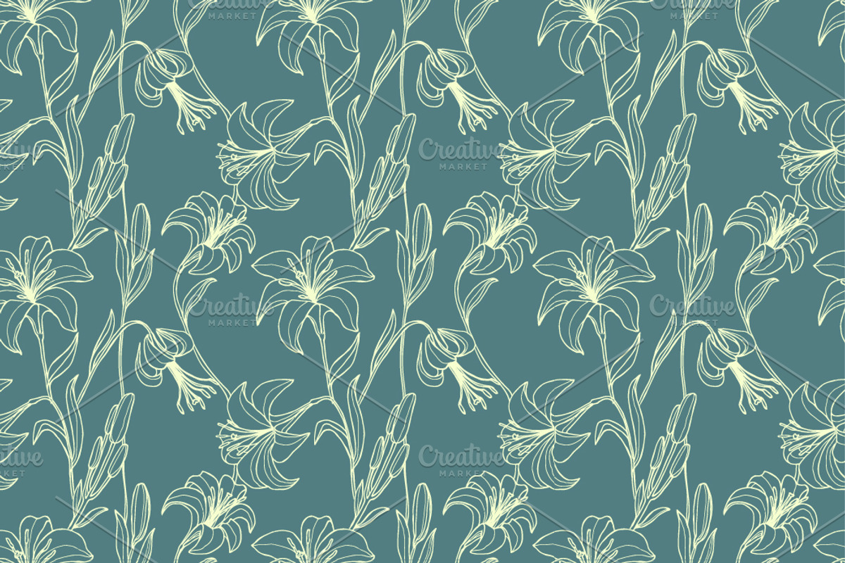 Set of six seamless floral patterns preview 3