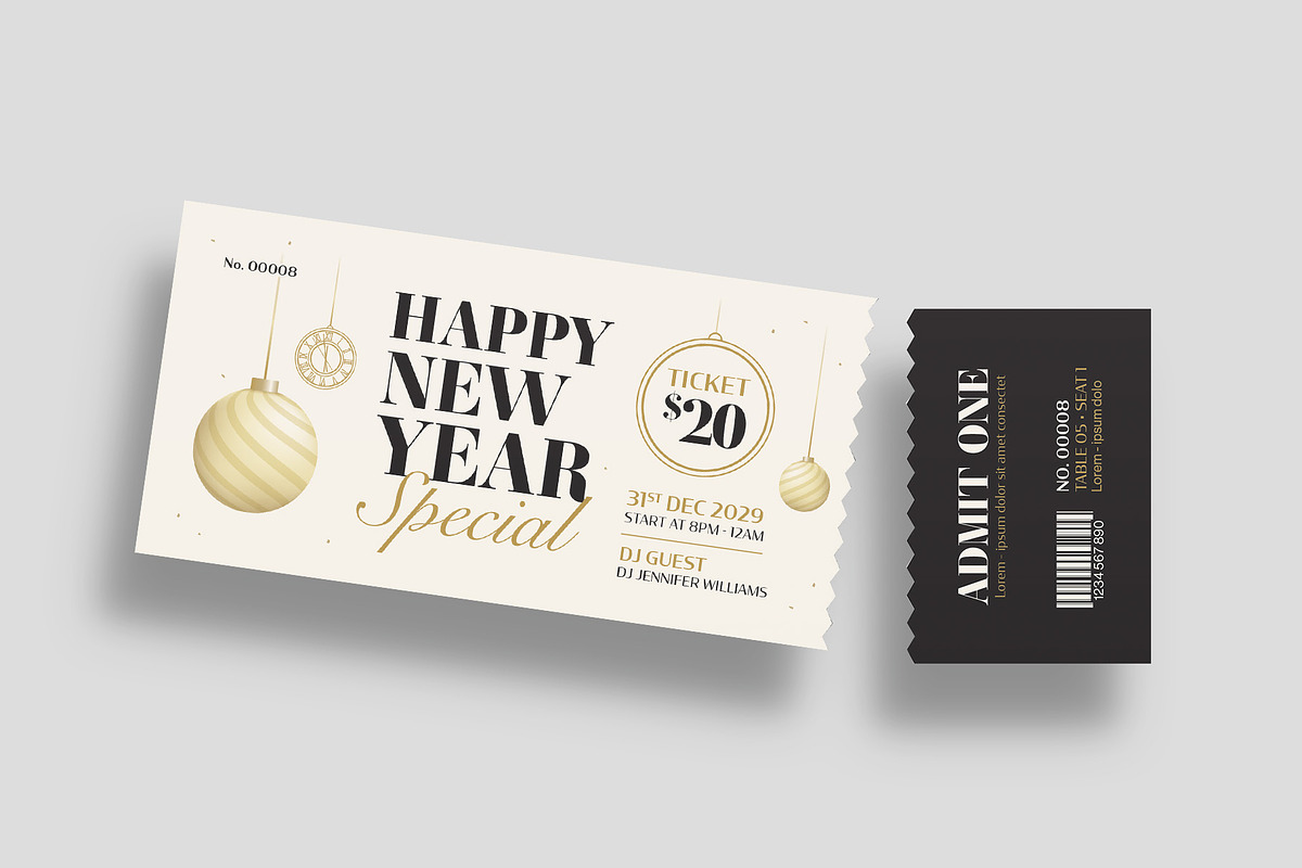 New Years Eve Ticket Template, an Invitation Template by BrandPacks (Photo 3 of 5)