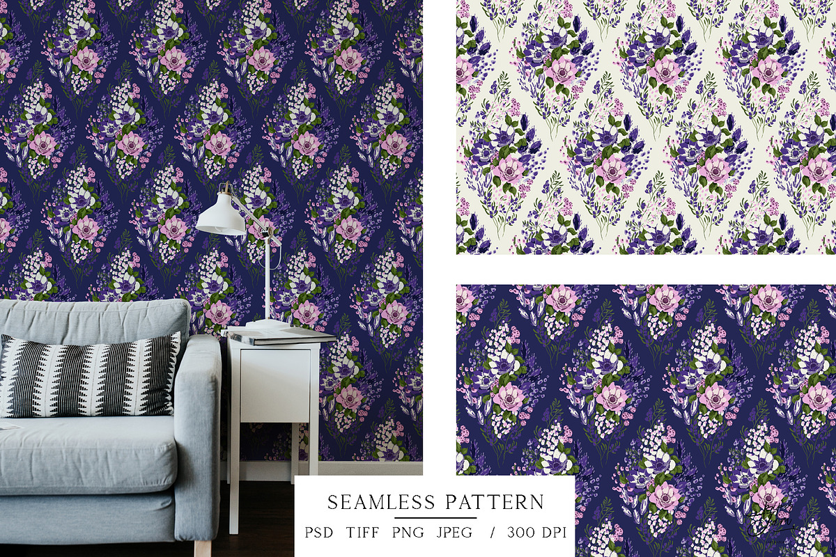 Diamond floral patterns