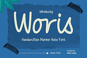 Woris - Handwritten Marker Note Font, a Handwritten Font by Afkari Studio (Thumbnail 1 of 10)