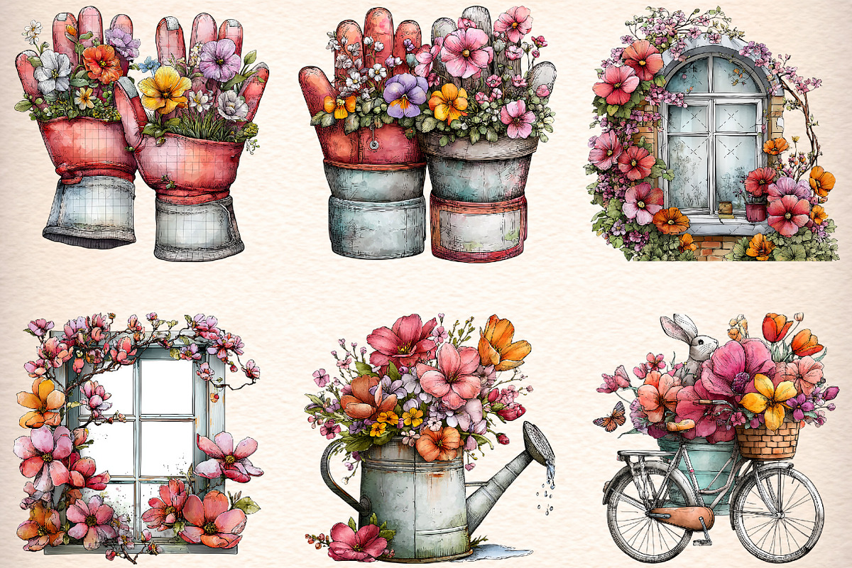 Watercolor Spring Florals Clipart, an Illustration by Digital Artistic99 (Photo 3 of 10)