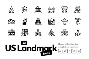 US Landmark Icons, an Outline Icon by Prosymbols