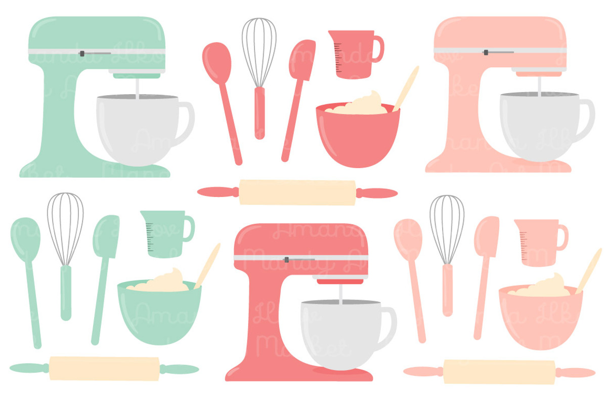 Mint & Coral Baking Clipart, an Illustration by Amanda Ilkov (Photo 3 of 4)