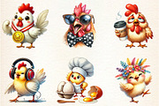 Funny Chicken Clipart - Crazy Chicke, an Illustration by DreamArtGraphic (Thumbnail 2 of 5)