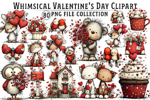 Whimsical Valentine's Day Clipart, an Illustration by Dream Creation