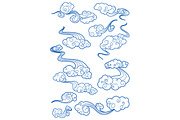 Sky clouds in retro style, a Solid Icon by Vector Tradition (Thumbnail 1 of 3)