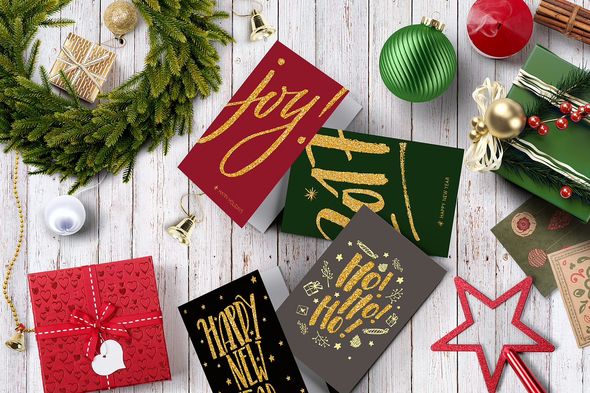 Merry Christmas | 5 festive cards, a Card Template by Spencerian Sisters (Photo 5 of 5)