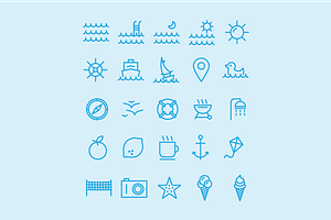 75 Summer Icons Set